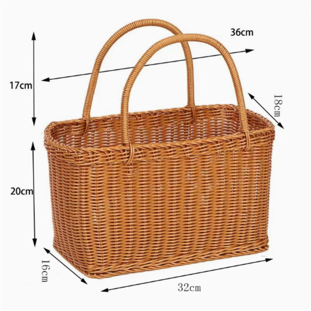 Versatile Lightweight Storage Basket Rattan Materia With Handle Laundry Basket Durable Large Size Woven Basket Fruit Storage