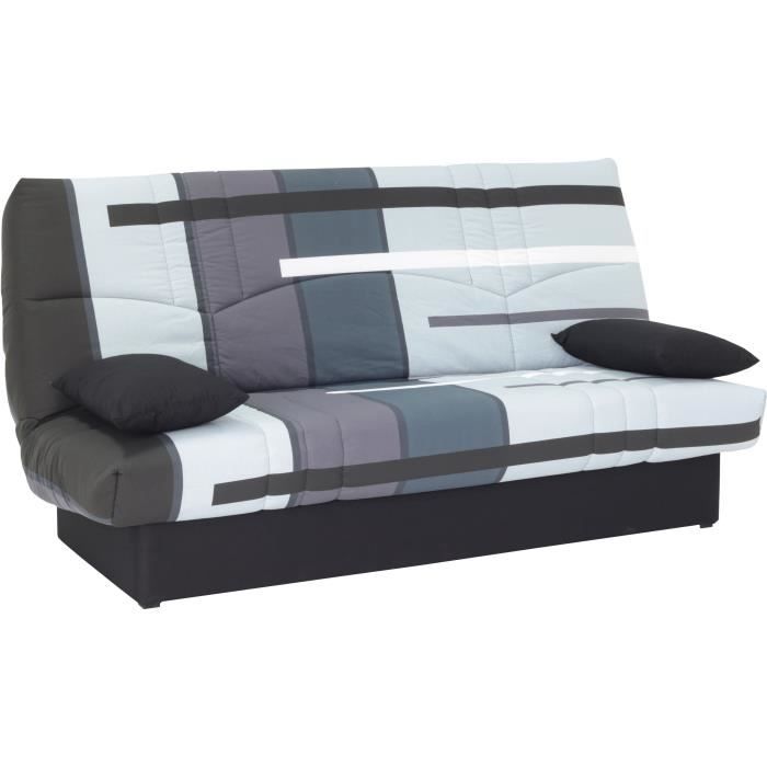 3-seater Clic Clac Convertible Sofa - Fabric with Piste Grey Pattern - L 190 X D 92 Cm - DREAM - Contemporary Style