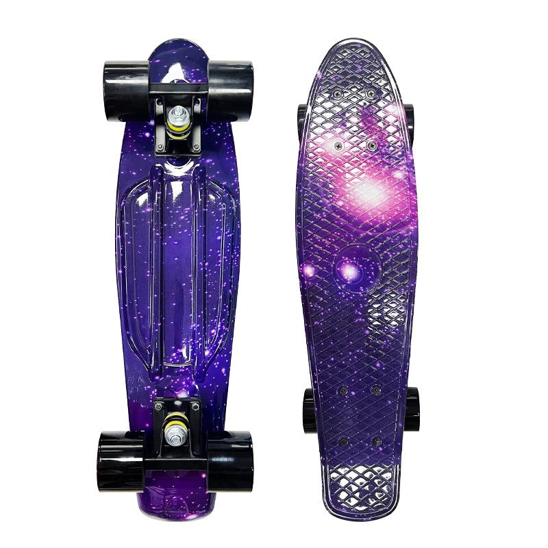 Colorful Children's Kick Skateboard - Fish Type Plastic, Four Wheels, for Street Surfing and Commuting