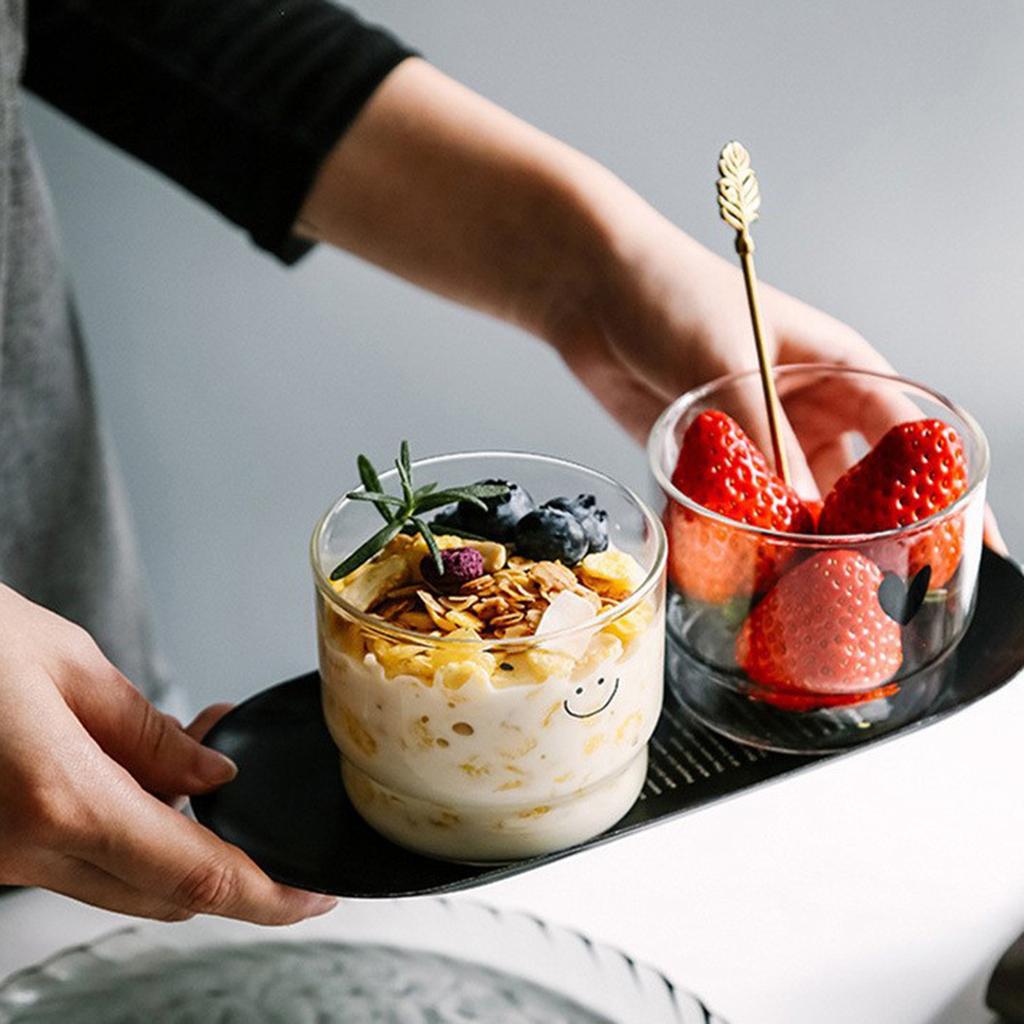 Odolný hrnek z borosilikátového skla Pevné skleněné hrnky pro ohřev nápojů v mikrovlnné troubě s veselým smajlíkovým vzorem