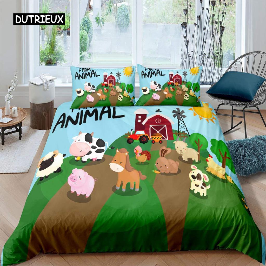 Schaf-Bettbezug, King-Queen-Size, schönes Bettwäscheset mit Bauernhoftieren für Kinder, Teenager und Erwachsene, weiße Ziege, 2/3-teilig, Bettbezug, Kissenbezug