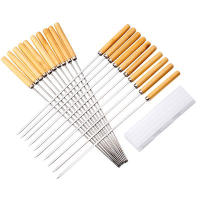20PCS Barbecue Skewer Grilling Kabob Reusable Metal Skewers Heavy Duty Stainless Steel BBQ Shish