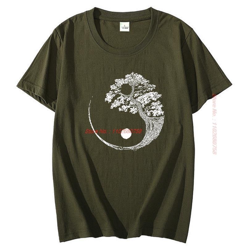 Yin Yang Bonsai Tree Japanese Buddhist Zen Graphic T Shirts Short Sleeve Tshirt Tees Tops Cotton Oneck Tshirt Unisexs Clothing