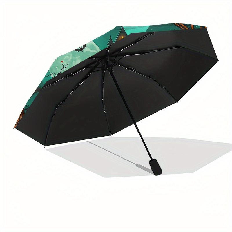 Halloween Haunted Castle with Jack-o'-lanterns StickerUmbrella, Portable 3-Fold Umbrella for Men & Women,Christmas Gift ES337