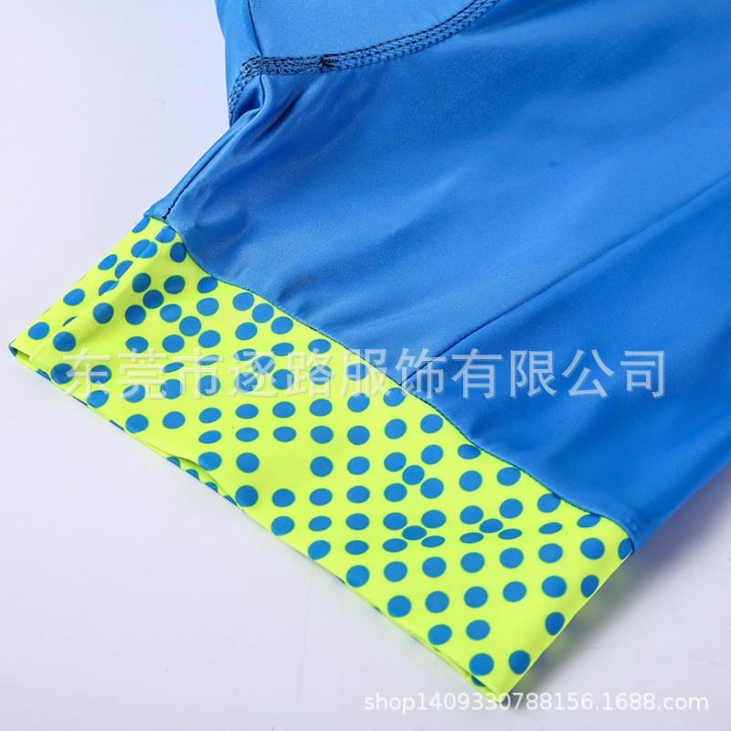 Womens Summer Cycling Tri Suit Short Sleeve Blue Polka Dot Quick Dry Mesh Bike Wear