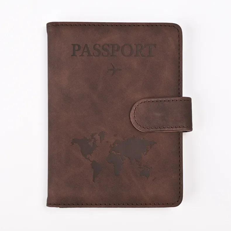 Unisex RFID Travel Wallet Map Print Passport Holder Flight Ticket Clip ID Card Holder Passport Cover Passport Travel Organizer