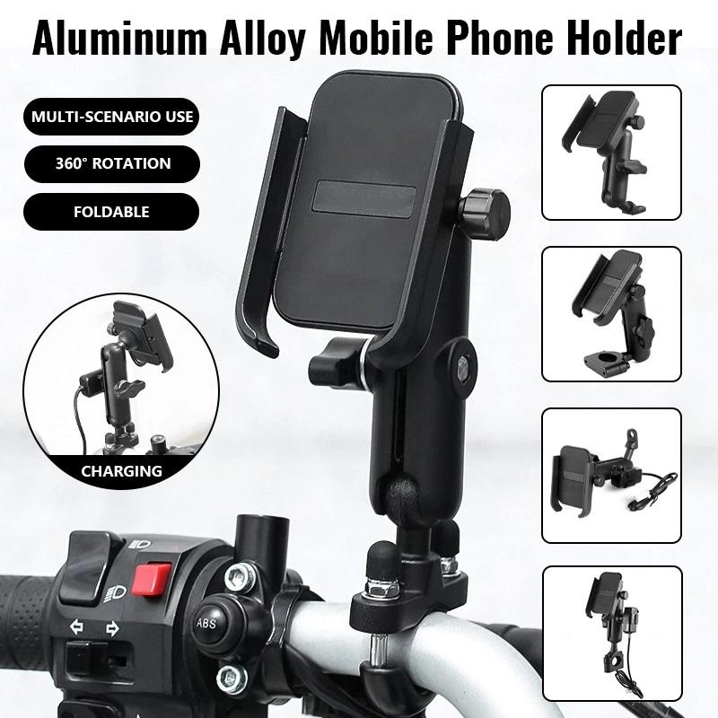 Motorcycle Phone Holder Mount Aluminum Alloy Moto Bicycle Rearview Mirror Bracket Bike Rearview Mirror Stand Mount