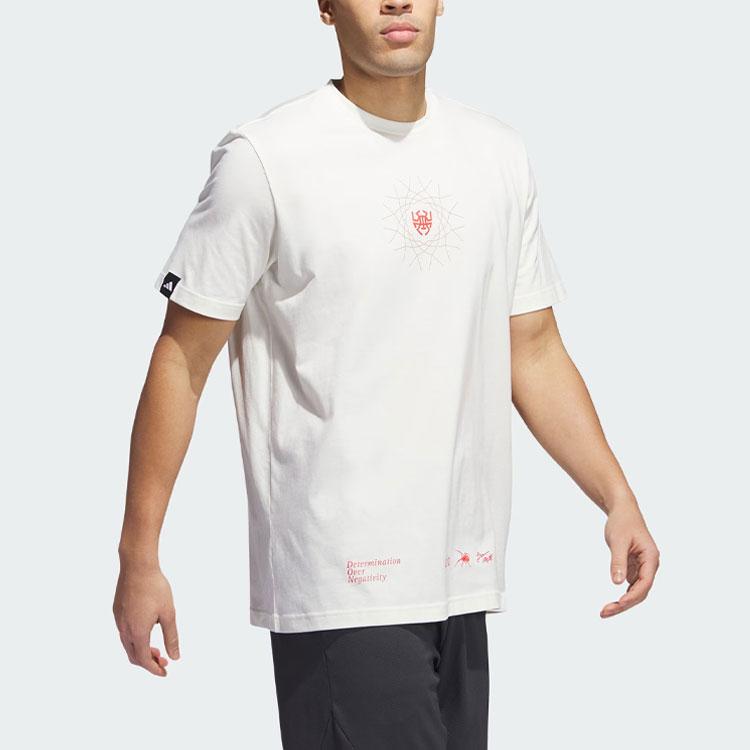 Adidas Donovan Mitchell Graphic Tee American Retro Sports Short Sleeve Men Tops Han-Jade-White II7786