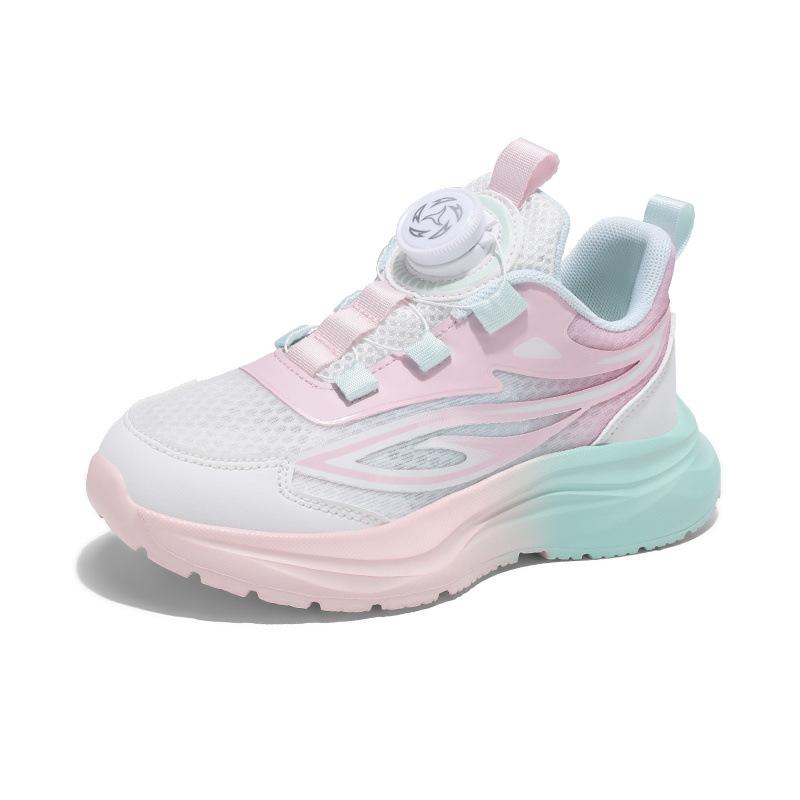 Girls' Shoes New Mesh Shoes In Summer 2025 Medium and Older Children's Casual Rotating Buckle Boys' and Primary School Students' Sports Running Shoes