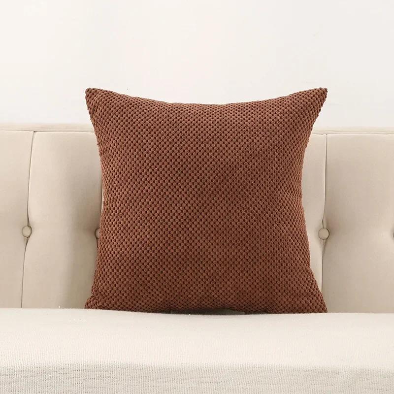 

Solid Color Bean Velvet Waist Protection Pillow Cover Nordic Style Sofa Pillow Living Room Cushion Cover Cojines Decorativos 40x40cm коричневый