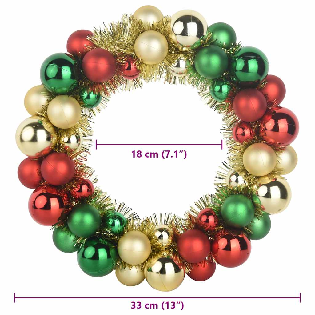 Christmas Ball Wreaths 2 pcs Multicolored 33 x 33 x 7 cm Polystyrene