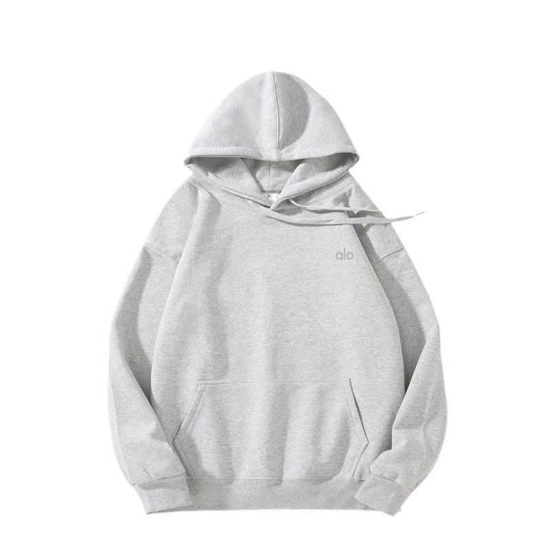 Alo Yoga Grenzüberschreitendes versilbertes Kapuzensweatshirt: Lässiger lockerer Komfort-Pullover für Herren und Damen für Herbst und Winter