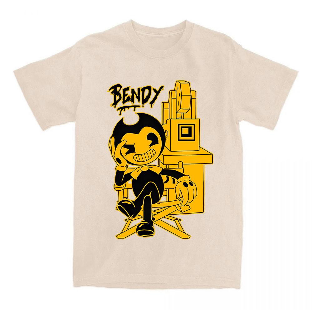 

Ігрові Футболки Bendy and The Ink Machine Бавовняна Футболка з Коротким Рукавом та Круглим Вирізом Вільний Крій Мультяшний Графічний Принт Футболка S пісочний