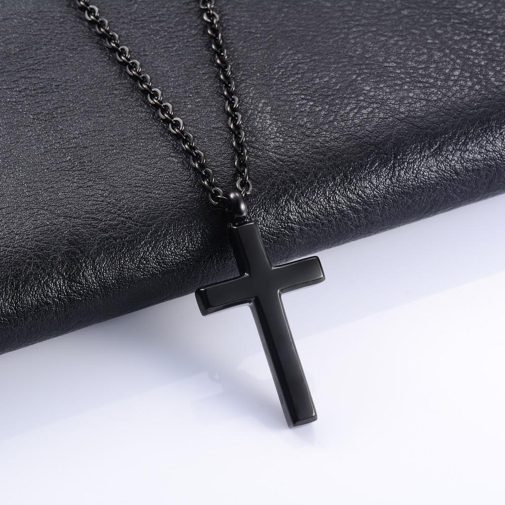 Christian Stainless Steel Cross Pendant Necklace for Women Men Charms for Chain Choker Minimalist Prayer Jewelry Accessories