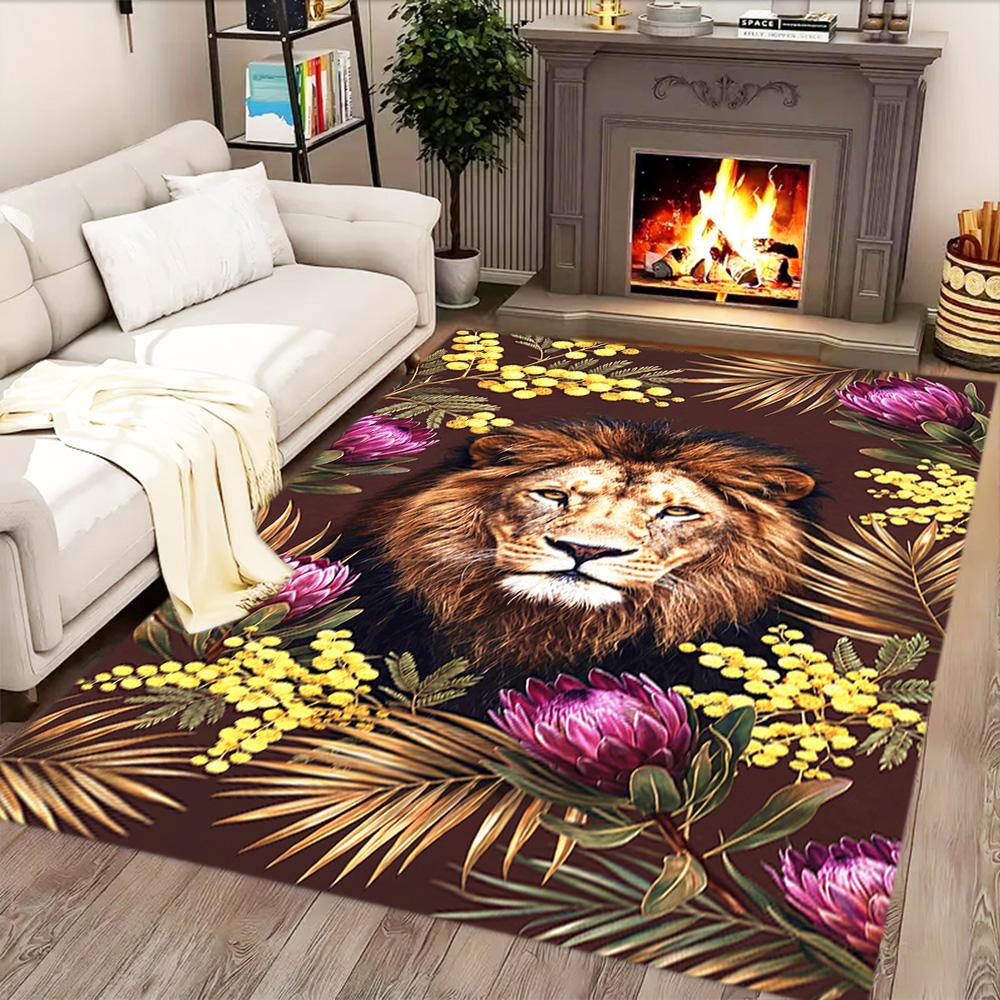 Lion Family In The Forest for Living Room Rug, BedRoom Rug, Study Room Rug, Hallway Decoration, Perfect for Home Decoration or Holiday Gifts