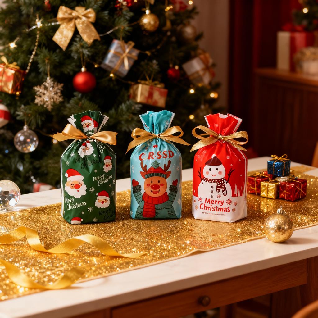 50 Pieces Christmas Drawstring Gift Bags Christmas Wrapping Bags Treats Christma S Party Pouch Sweet Candy Bags With Ribbon Ties