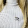 Silver Brooch with Natural Pearls, Cubic Zirkonia (2102366)