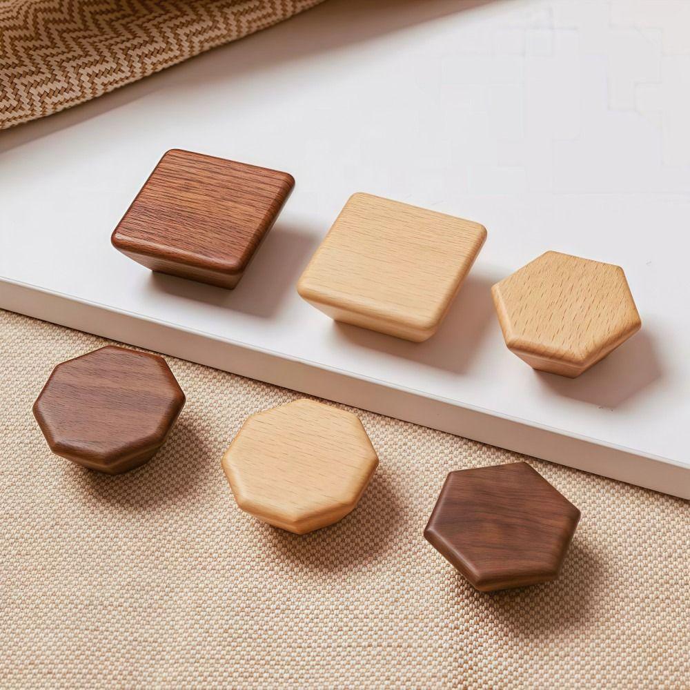 Nordic Style Cabinet Knob Handle Wooden Solid Wood Wardrobe Drawer Handles Round Square Lockers Knob Handle Cabinet Doors