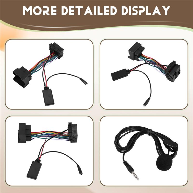 Car Bluetooth 5.0 Aux Cable Microphone Handsfree Mobile Phone Free Calling Adapter For Ford Mondeo Focus Fiesta 6000 CD-M53K