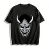 Japanese Hannya Oni Print Trendy Loose Casual Short Sleeve T-Shirt Pure Cotton T-shirt
