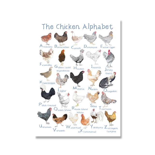 

Алфавит Курица Животный Принт ABC Learn Письмо Образовательный Плакат Детская Настенная Картина на Холсте Классная Мальчик Спальня Декор 21cm×30cm No Frame