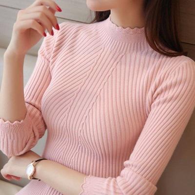 Turtleneck Fashion Knitted Sweaters Winter Solid White Long Sleeve Sweater Pullover Slim Women Sweaters Women Clothing