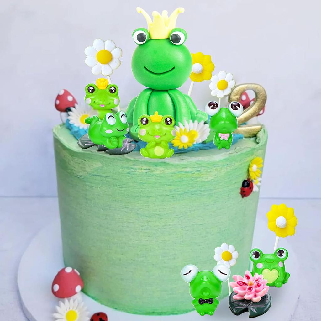 Frog Cake Topper Garden Cake Decoration Daisy Cake Decoration Garden Party Decoration Girls Birthday Gift