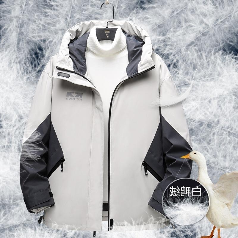2025 Dunjakke Herre Hvit Andedun Hette Utendørs Fritid Par Arbeidsklær Fortykket Varm Løs Allsidig Jakke