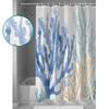 Blue Watercolor Coral Shower Curtains Waterproof Bath Curtains Home Decor Modern Luxury Bathroom Curtain