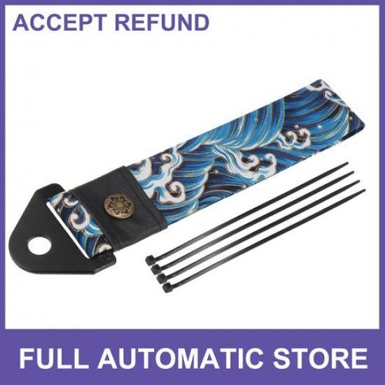 Car Tow Strap Kit Ancient Japanese Element Trailer Belt Sea Wave Pattern Blue