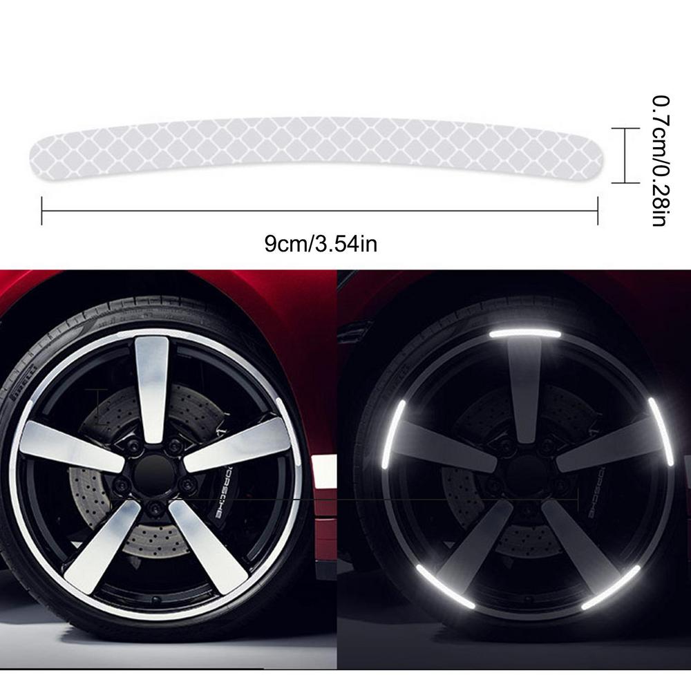 20Pcs Car Motorcycle Wheel Hub Reflective Strips Stickers Car Styling Decal Sticker Auto Moto Decor Decals Tape Accessories