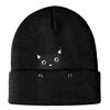 Knit Skull Hat with Embroidered Lovely Kitten Hat Knit Caps for Unisex Pullover Cartoon Hat Embroidered Skull Caps