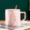 Ceramic Cup With Lid Spoon Creative Office Men And Women Drinking Cup Couple Black And White Advertising Campaign Gifts