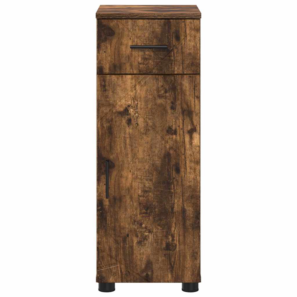 Bathroom Cabinet with Door Smoked Oak Finish 30 x 35 x 80 cm