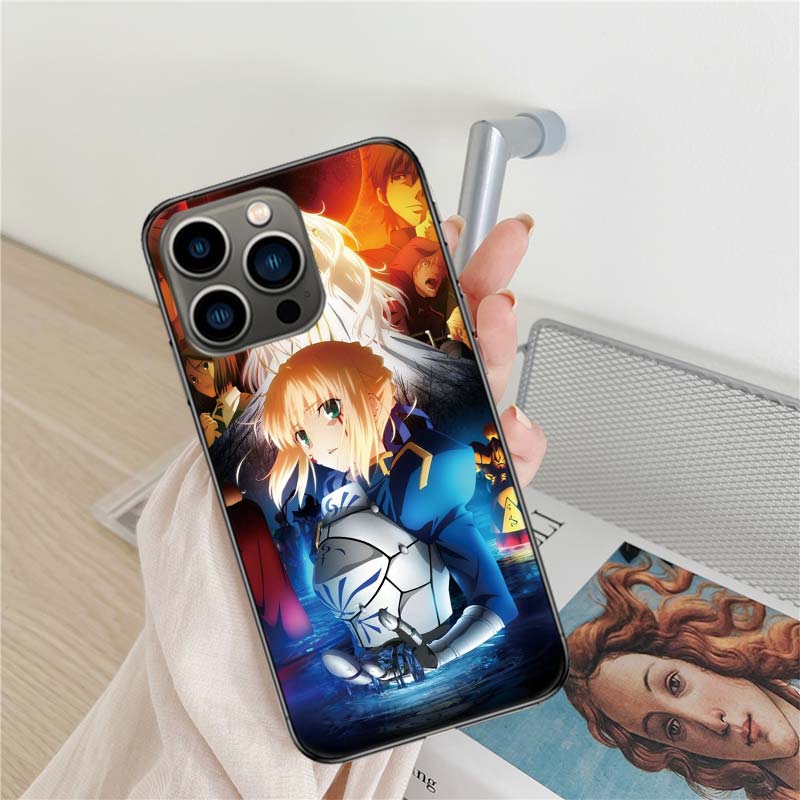 Bilibili F-Fate Stay Night Phone Case For Iphone 17 Air 16 15 Pro Max 14 Plus 16E Coque 13 Pro 12 Mini 11 Clear Cover Silicone C