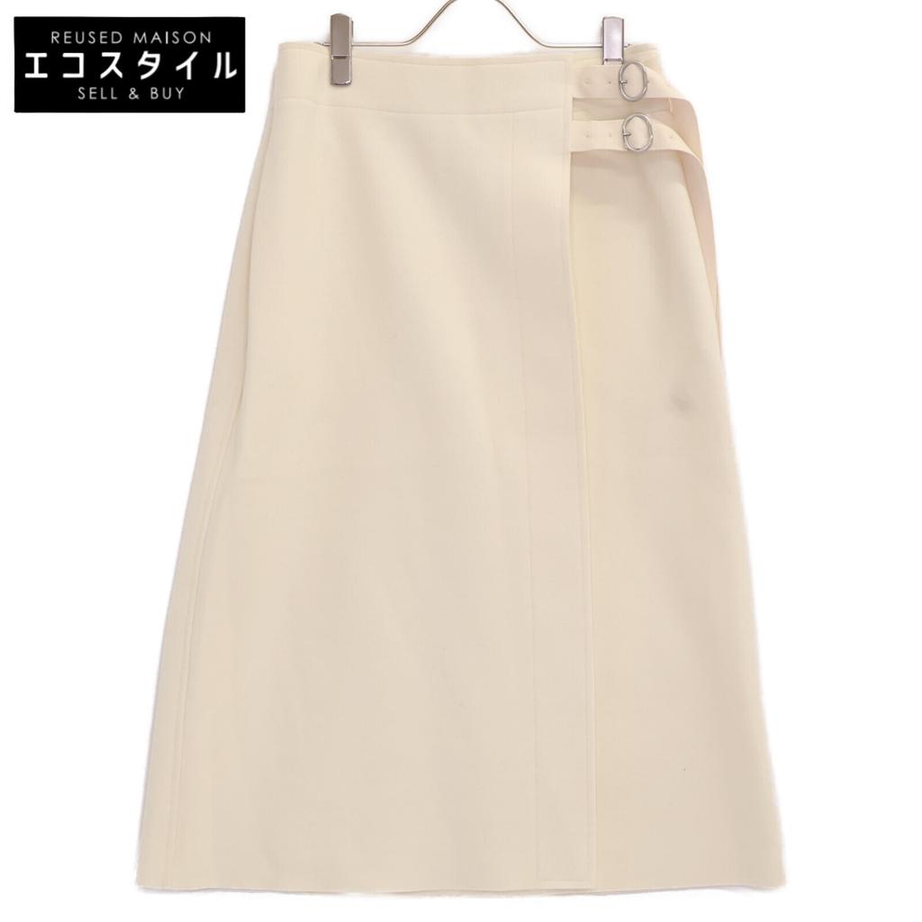 JIL SANDER+ [Good condition/Domestic Regular/24 Year Old] J40MA0157 CANNOLO Buckle Belt Wrap Skirt 32 Off whiteUsed