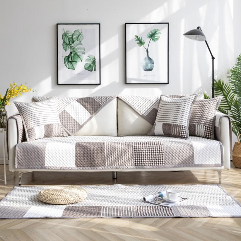 Modern Minimalist Nordic Countryside Block Cotton Sofa Cushion Four Seasons General Fabrics Washed Cotton Seat Cushions