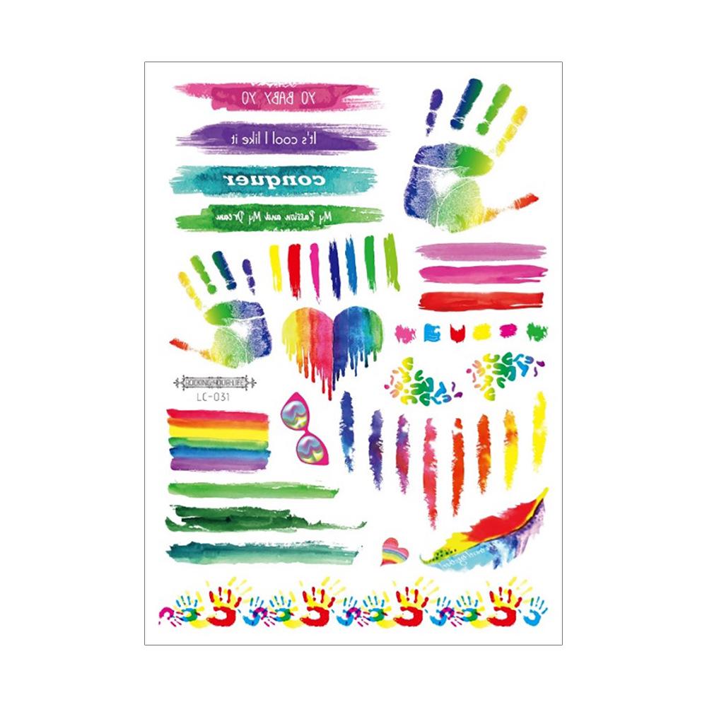 Proud Day Waterproof Rainbow Sports & Camouflage Tattoo Stickers for Arm and Face