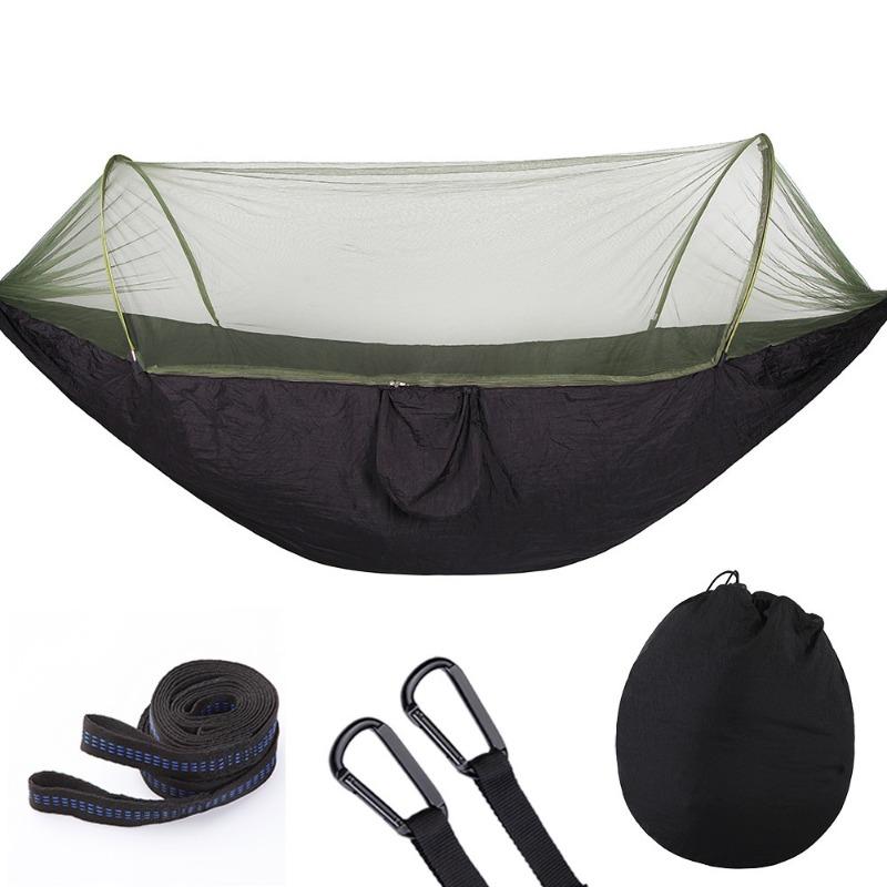 Mosquito Net Hammock Camping Parachute Fabric Automatic Quick Opening Lightweight Hanging Sleeping Swing for Outdoor Travel