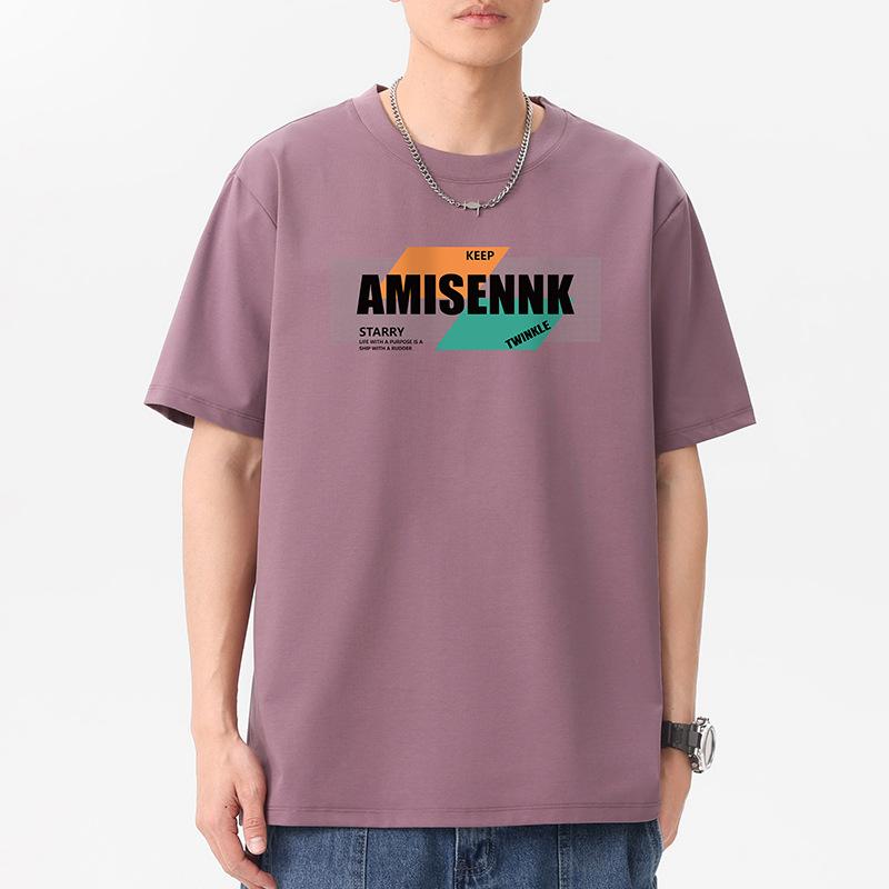 Amisennk Pattern 12 Colors Men's Short Sleeve T-Shirt 100% Cotton Streetwear Tee