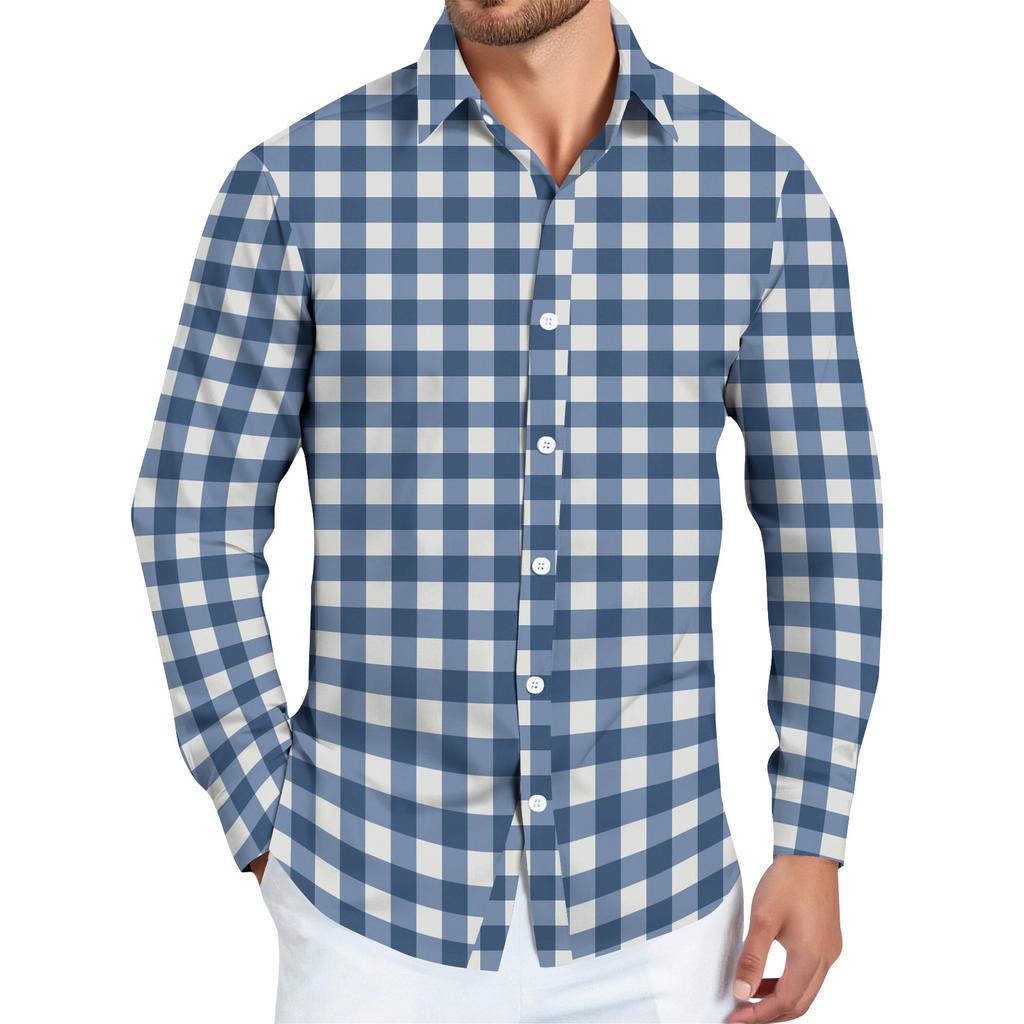 Men's Striped Print Long Sleeve Button-up Shirt