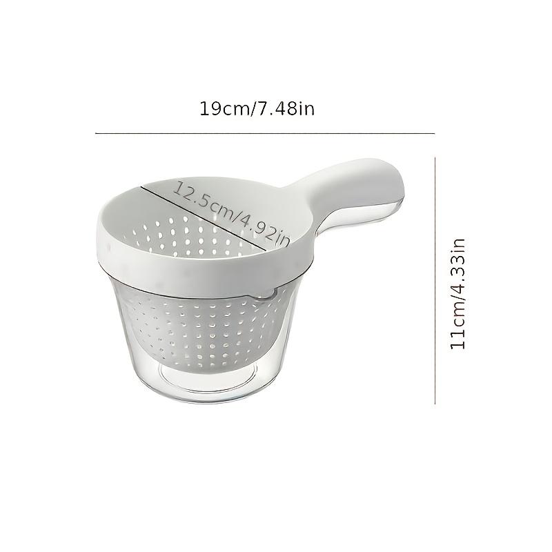 1pc Handheld Kitchen Colander, Double-Layer Fruit Washing Basket, Hanging Plastic Vegetable Washing Bowl, Colander Spoon, Creative Fruit Basket