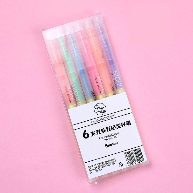 Kreatives Doppelend-Highlighter-Set für Studenten und Bürogebrauch Lebendige Farben