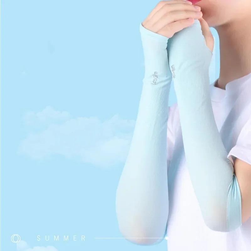 1/2pcs Summer Ice Silk Long Sleeves Anti-Sunburn Arm Cover Men Women Cuff New Cool Hand Sleeves Anti-UV Cycling Arm Sleeve