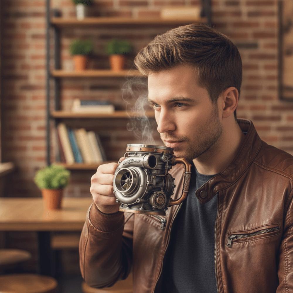 Resin Turbocharger Mug Comfortable Grip Coffee Mug Unique 3D Engine Cup Cold and Hot Drinks