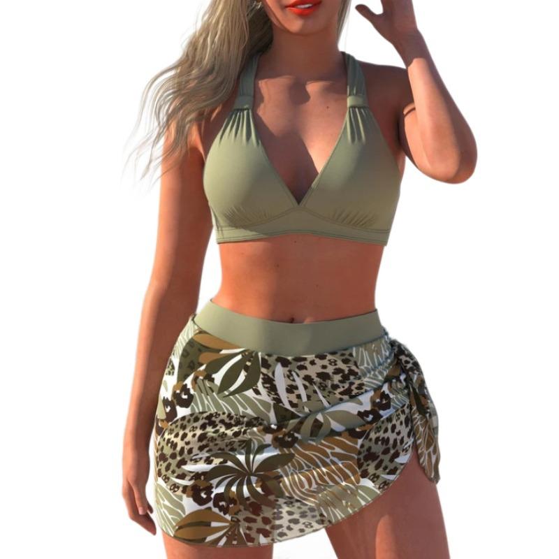 2026 European and American New Split Swimsuit Female Sexy Lace-up Tight Gathering Bikini Beach, Swimsuit