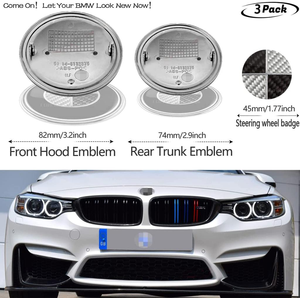 2 STK Frontpanser og bagasjerom bak (82 mm og 74 mm) Merke Emblem 51148132375