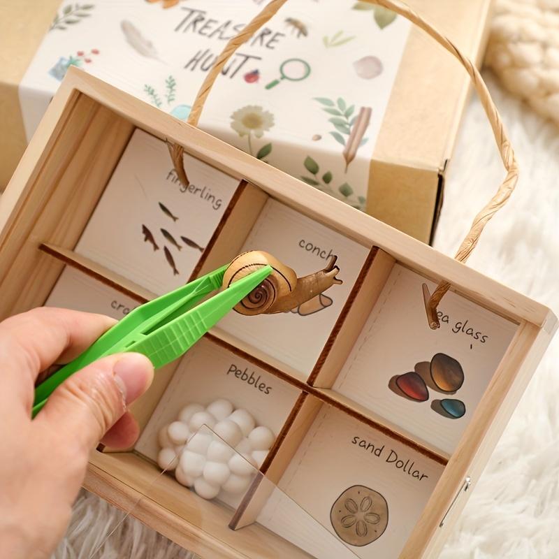 Outdoor Kids Explorer Kit Wooden Binoculars Treasure Storage Box Nature Stem Learning Camping Toy Birthday Gift For Boys Girls