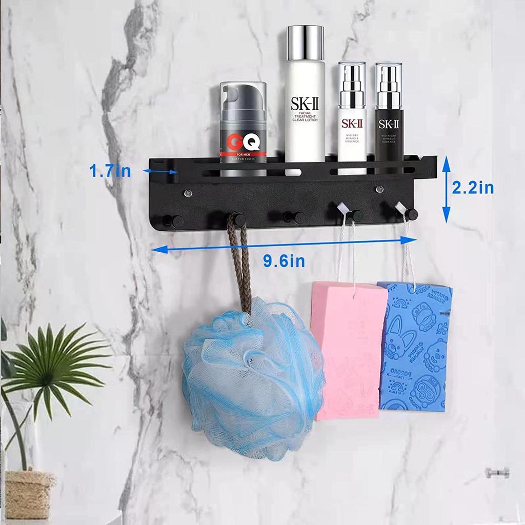 Stainless Steel Wall-Mounted Key Holder with Shelf and Mail Storage Hooks