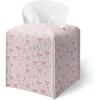 Pink Bow Stripes Tissue Box Cover, Cute Preppy Leather Tissue Box-Waterproof, Aesthetic Home Decor for Desktop Living Room Vanity Office, Gift Idea